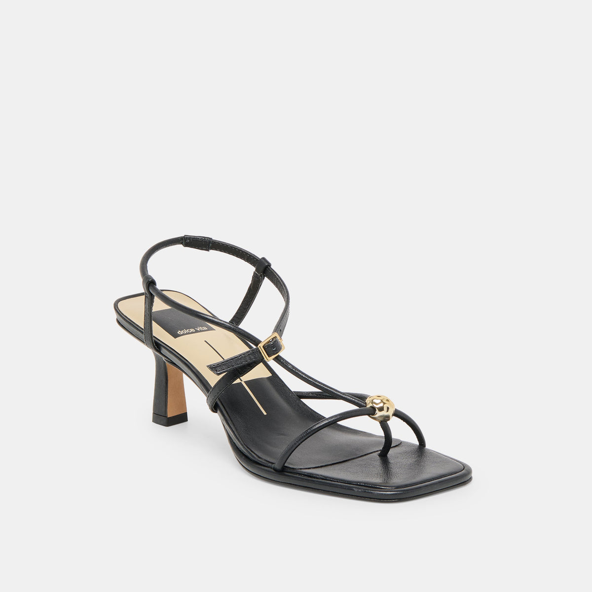 Manji Wide Black Leather Heels | Dolce Vita