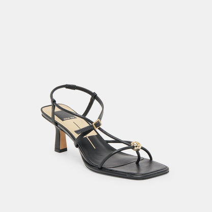 Manji Wide Black Leather Heels | Dolce Vita
