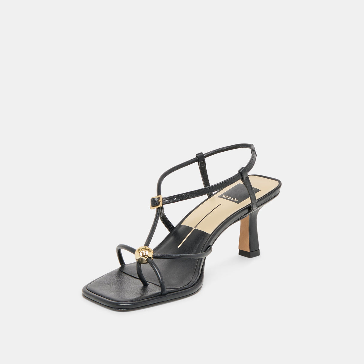 Manji Wide Black Leather Heels | Dolce Vita