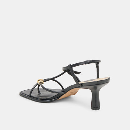 Manji Wide Black Leather Heels | Dolce Vita