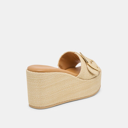 Jilian Wide Lt Natural Raffia Wedges | Dolce Vita