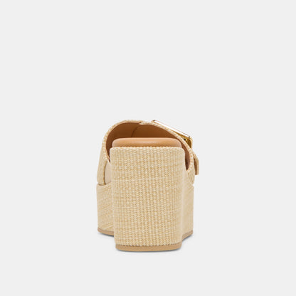 Jilian Wide Lt Natural Raffia Wedges | Dolce Vita