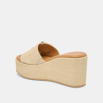 Jilian Wide Lt Natural Raffia Wedges | Dolce Vita