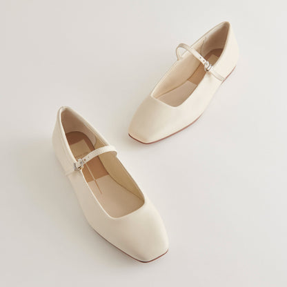 Reyes Wide Ballet Flats Ivory Leather | Ivory Ballet Flats
 – Dolce Vita | Dolce Vita