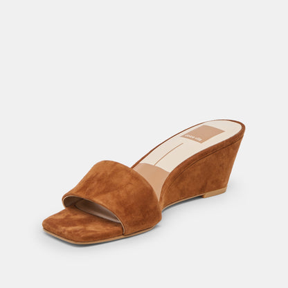 Qaily Wide Brown Suede Wedges | Dolce Vita