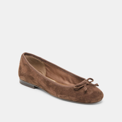 Ritla Wide Dk Brown Suede Ballet Flats | Dolce Vita