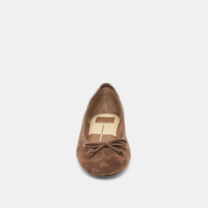 Ritla Wide Dk Brown Suede Ballet Flats | Dolce Vita