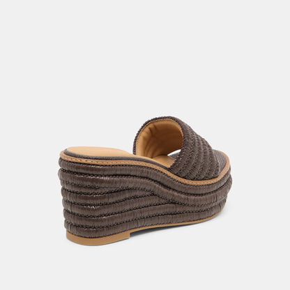 Throne Wide Chocolate Raffia Wedges | Dolce Vita
