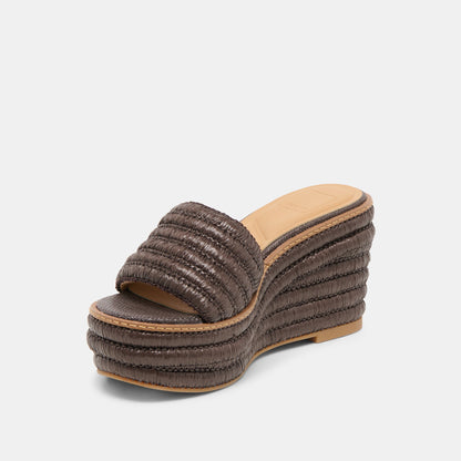 Throne Wide Chocolate Raffia Wedges | Dolce Vita