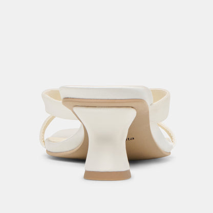 Brevel Wide True White Satin Heels | Dolce Vita