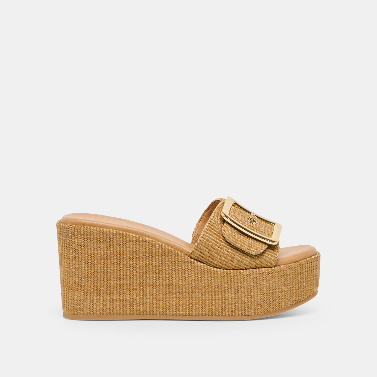 Jilian Wide Mocha Raffia Wedges | Dolce Vita