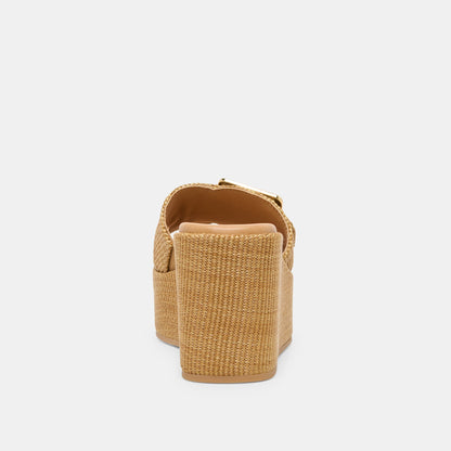 Jilian Wide Mocha Raffia Wedges | Dolce Vita