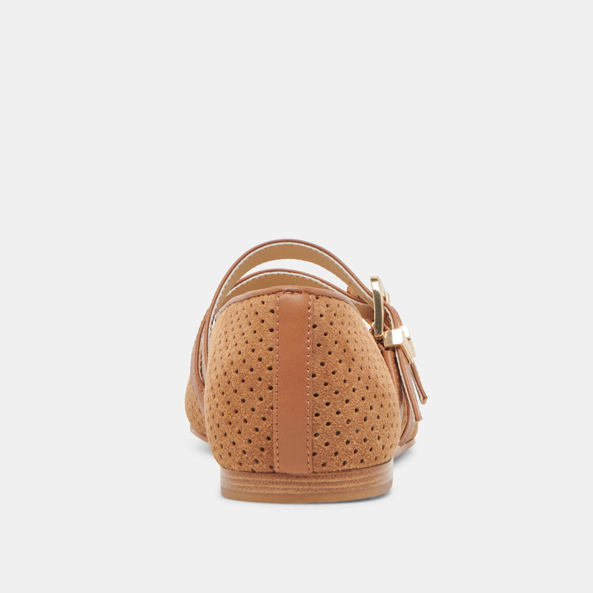 Baylee Wide Pecan Perforated Suede Ballet Flats | Dolce Vita