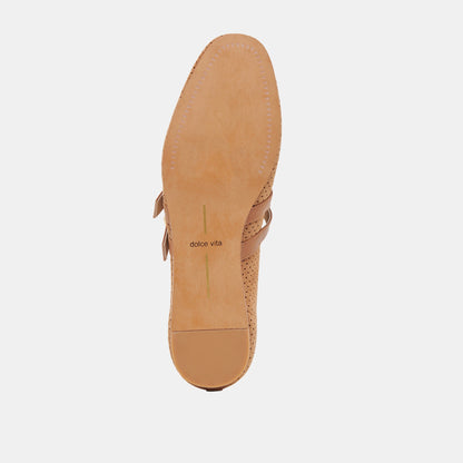 Baylee Wide Pecan Perforated Suede Ballet Flats | Dolce Vita