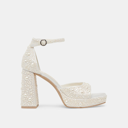 PANDRO PEARL WIDE HEELS TRUE WHITE SATIN
 – Dolce Vita | Dolce Vita