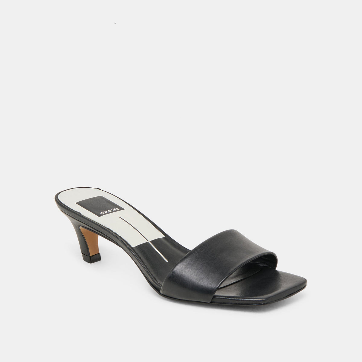 Rexa Wide Black Leather Heels | Dolce Vita