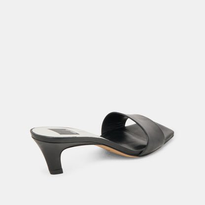 Rexa Wide Black Leather Heels | Dolce Vita