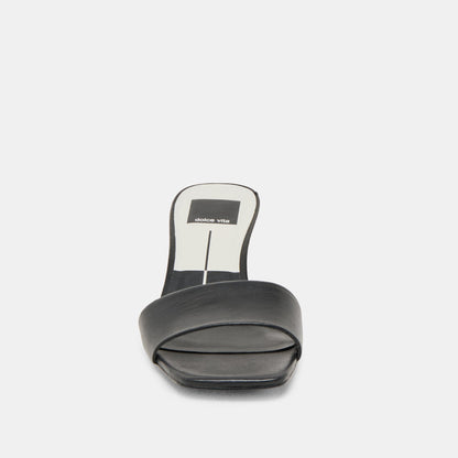 Rexa Wide Black Leather Heels | Dolce Vita