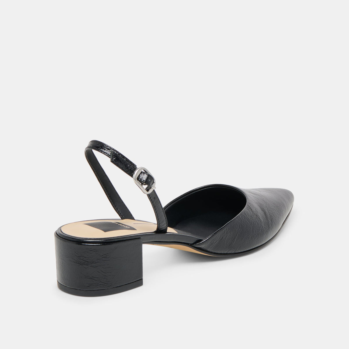 Carel Wide Midnight Crinkle Patent Leather Heels | Dolce Vita