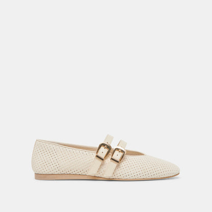 Baylee Wide Bone Perforated Suede Ballet Flats | Dolce Vita