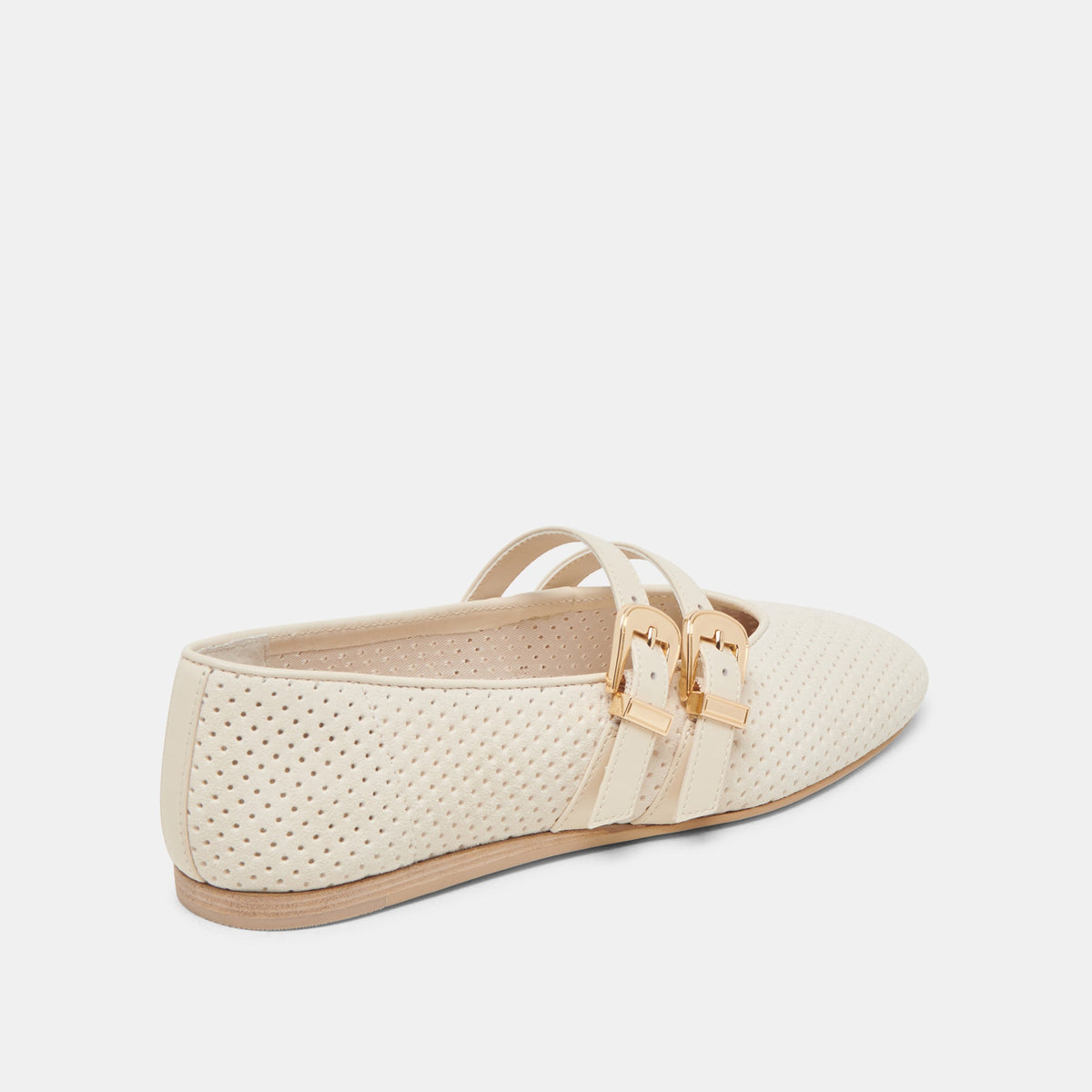 Baylee Wide Bone Perforated Suede Ballet Flats | Dolce Vita