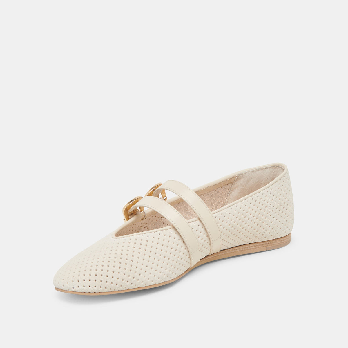 Baylee Wide Bone Perforated Suede Ballet Flats | Dolce Vita
