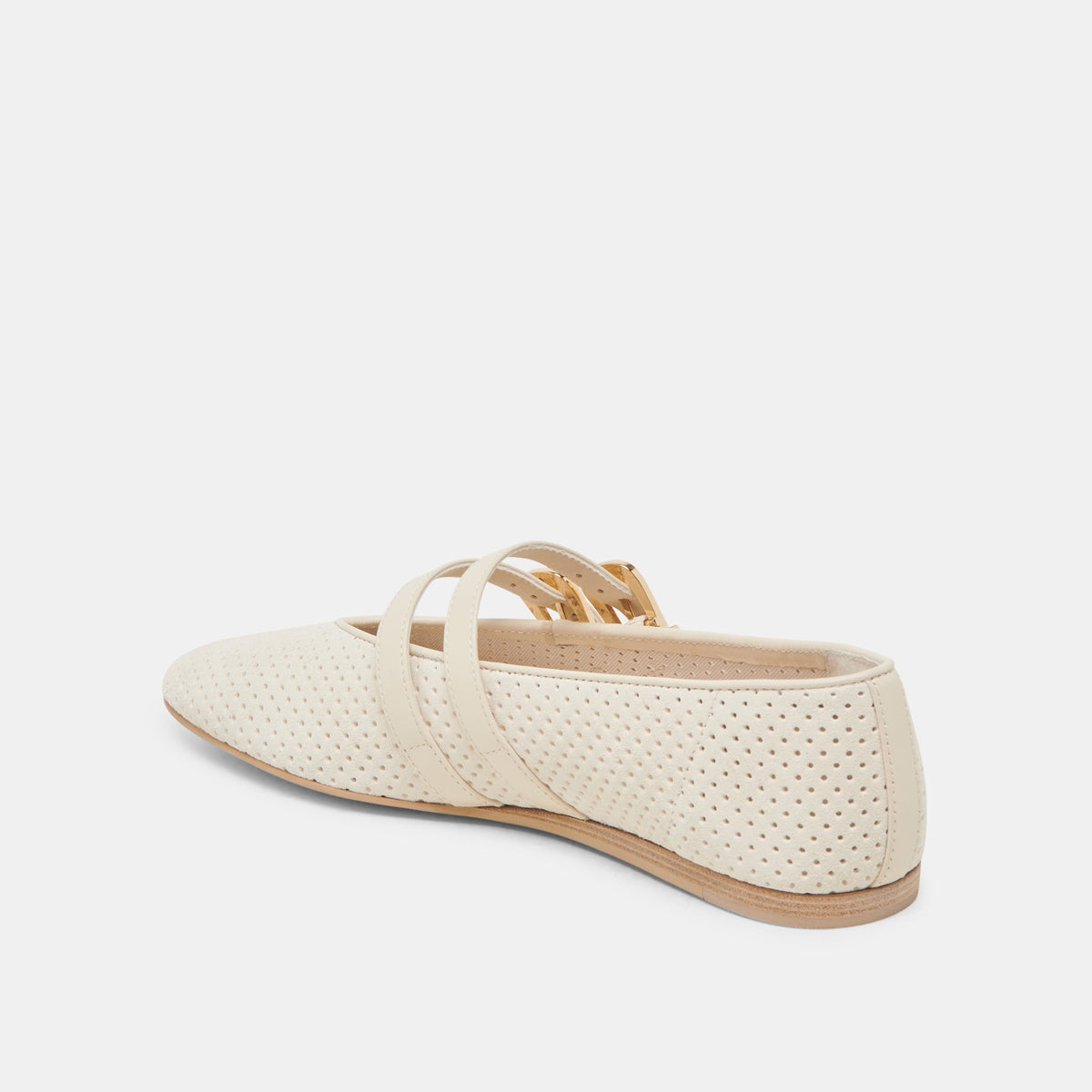 Baylee Wide Bone Perforated Suede Ballet Flats | Dolce Vita