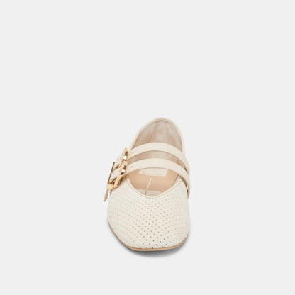 Baylee Wide Bone Perforated Suede Ballet Flats | Dolce Vita