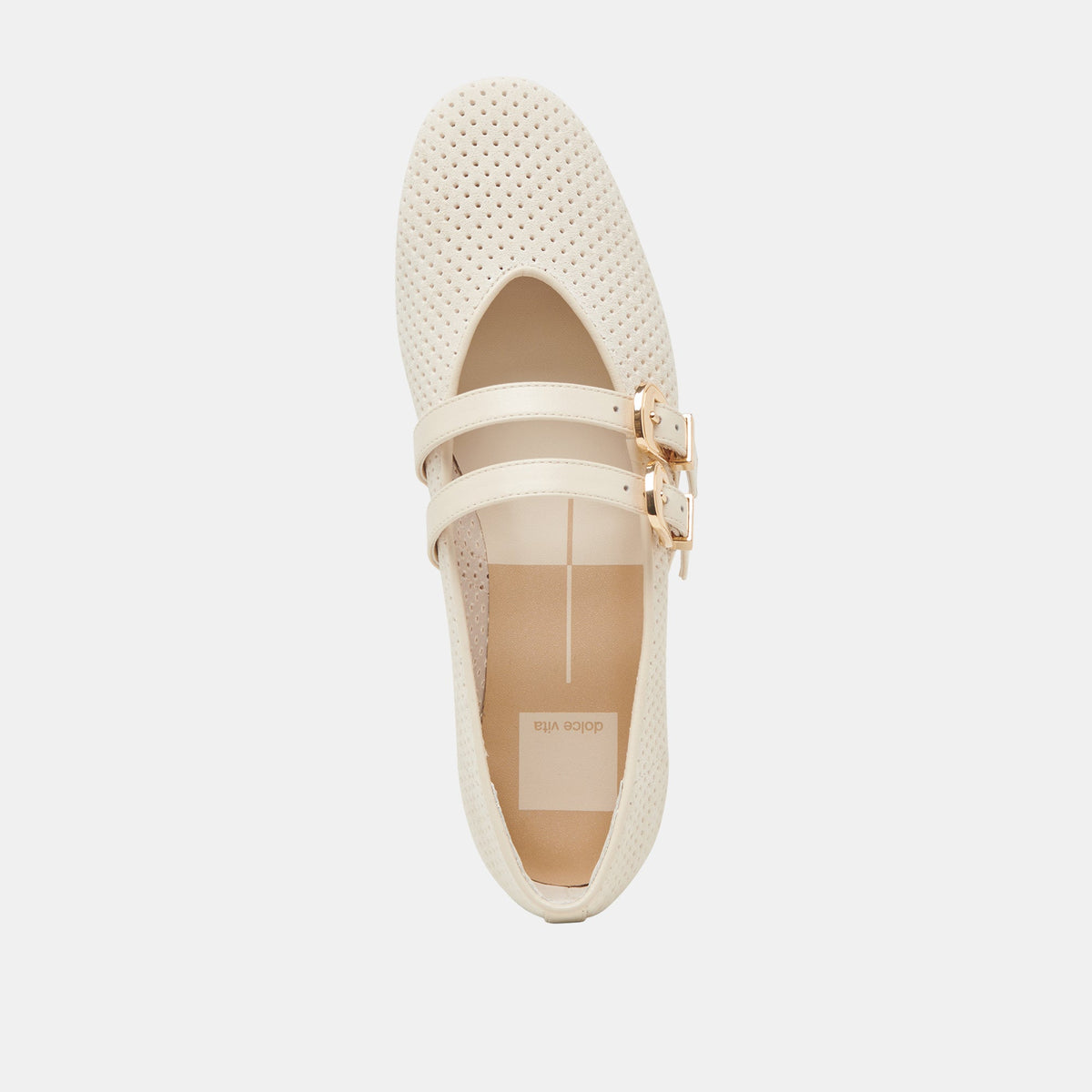 Baylee Wide Bone Perforated Suede Ballet Flats | Dolce Vita