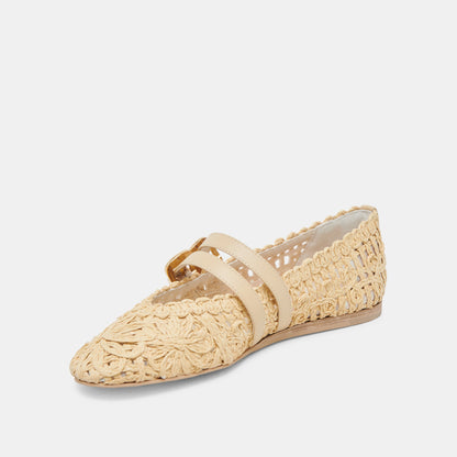 BAYLEE SUNFLOWER WIDE BALLET FLATS LT NATURAL MACRAME
 – Dolce Vita | Dolce Vita