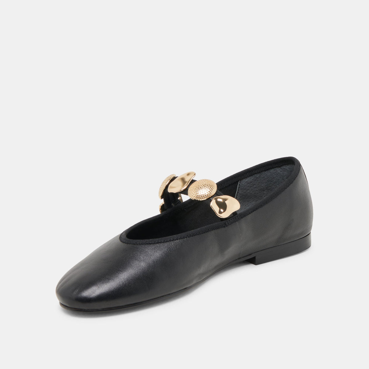 Relan Wide Black Leather Ballet Flats | Dolce Vita