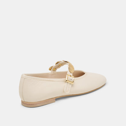 Relan Wide Off White Leather Ballet Flats | Dolce Vita