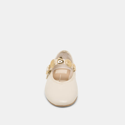 Relan Wide Off White Leather Ballet Flats | Dolce Vita