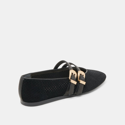 Baylee Wide Onyx Perforated Suede Ballet Flats | Dolce Vita
