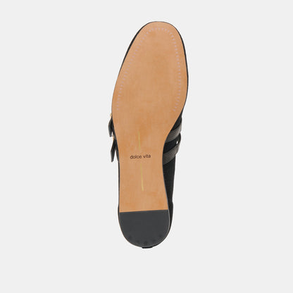 Baylee Wide Onyx Perforated Suede Ballet Flats | Dolce Vita