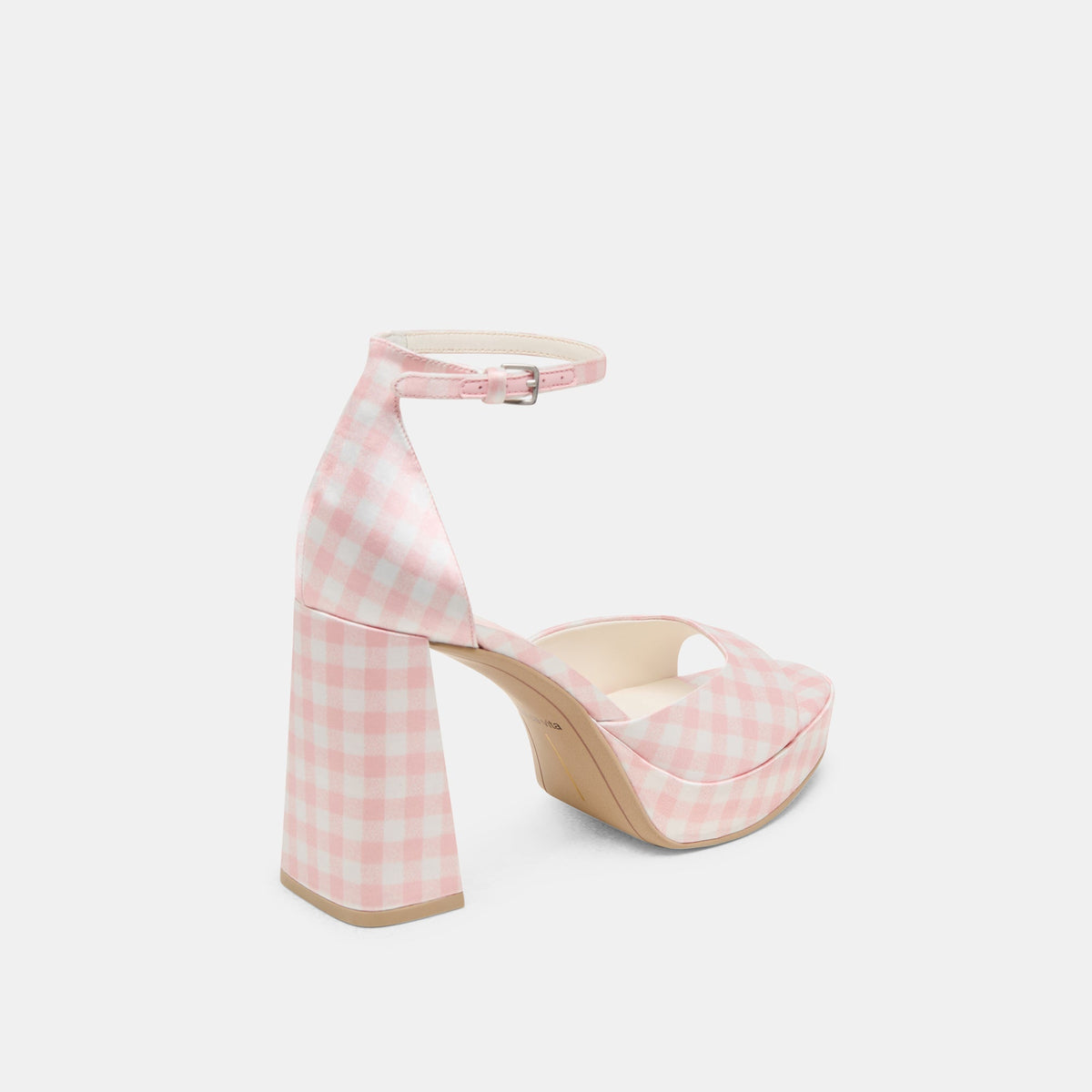 Pandro X Byrdie Golf Pink Plaid Gingham Wide Heels | Dolce Vita