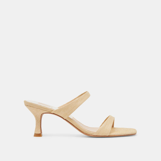 Genora Wide Lt Natural Woven Raffia Heels | Dolce Vita