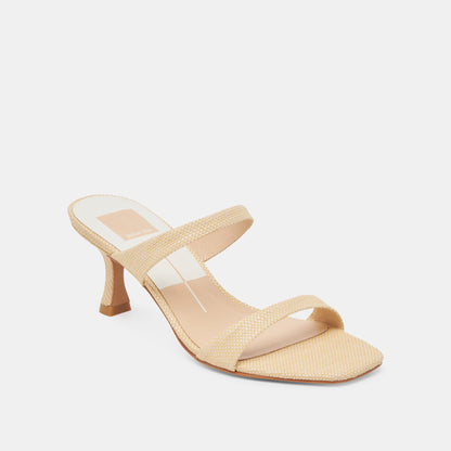 Genora Wide Lt Natural Woven Raffia Heels | Dolce Vita