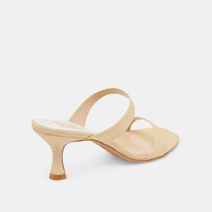Genora Wide Lt Natural Woven Raffia Heels | Dolce Vita