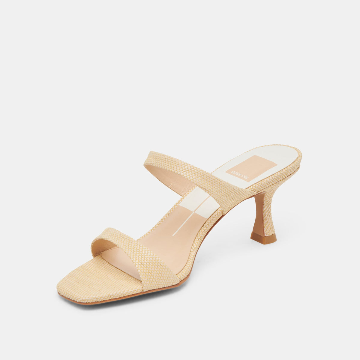 Genora Wide Lt Natural Woven Raffia Heels | Dolce Vita