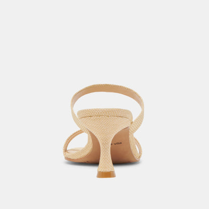 Genora Wide Lt Natural Woven Raffia Heels | Dolce Vita