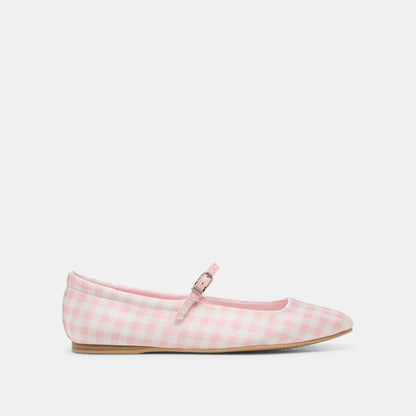 Reyes X Byrdie Golf Pink Plaid Gingham Wide Ballet Flats | Dolce Vita