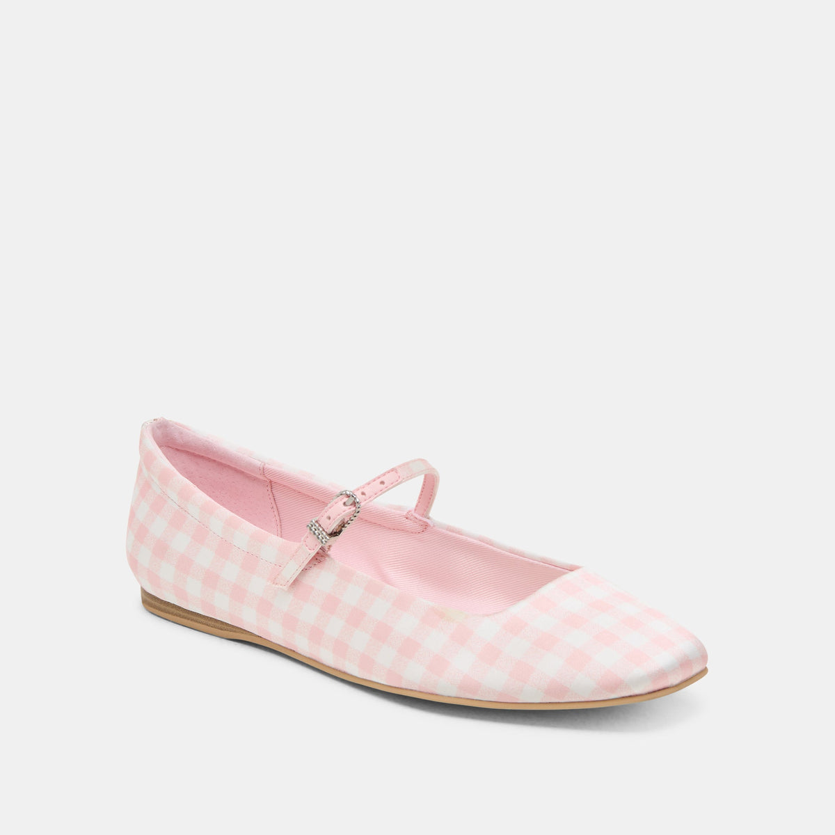 Reyes X Byrdie Golf Pink Plaid Gingham Wide Ballet Flats | Dolce Vita