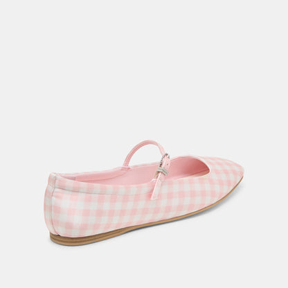 Reyes X Byrdie Golf Pink Plaid Gingham Wide Ballet Flats | Dolce Vita