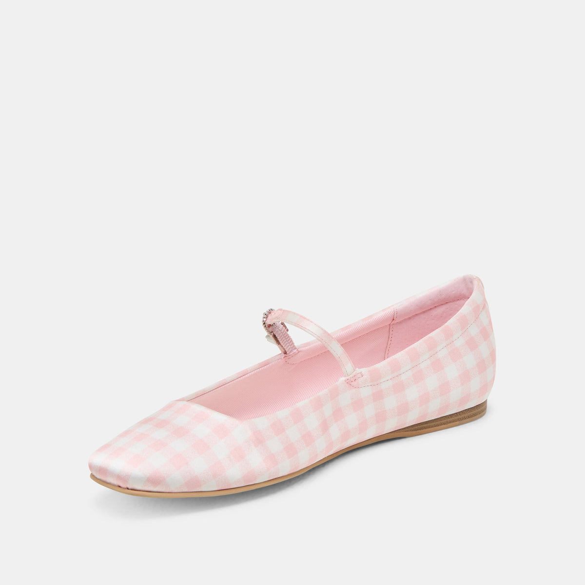 Reyes X Byrdie Golf Pink Plaid Gingham Wide Ballet Flats | Dolce Vita