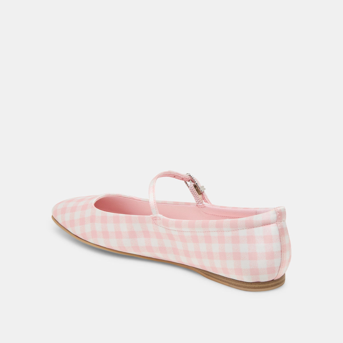 Reyes X Byrdie Golf Pink Plaid Gingham Wide Ballet Flats | Dolce Vita