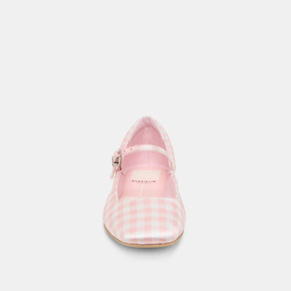 Reyes X Byrdie Golf Pink Plaid Gingham Wide Ballet Flats | Dolce Vita