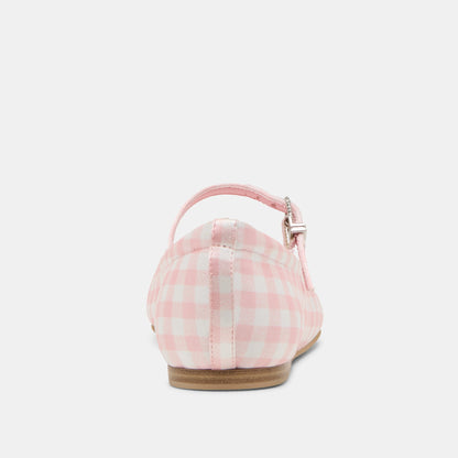 Reyes X Byrdie Golf Pink Plaid Gingham Wide Ballet Flats | Dolce Vita