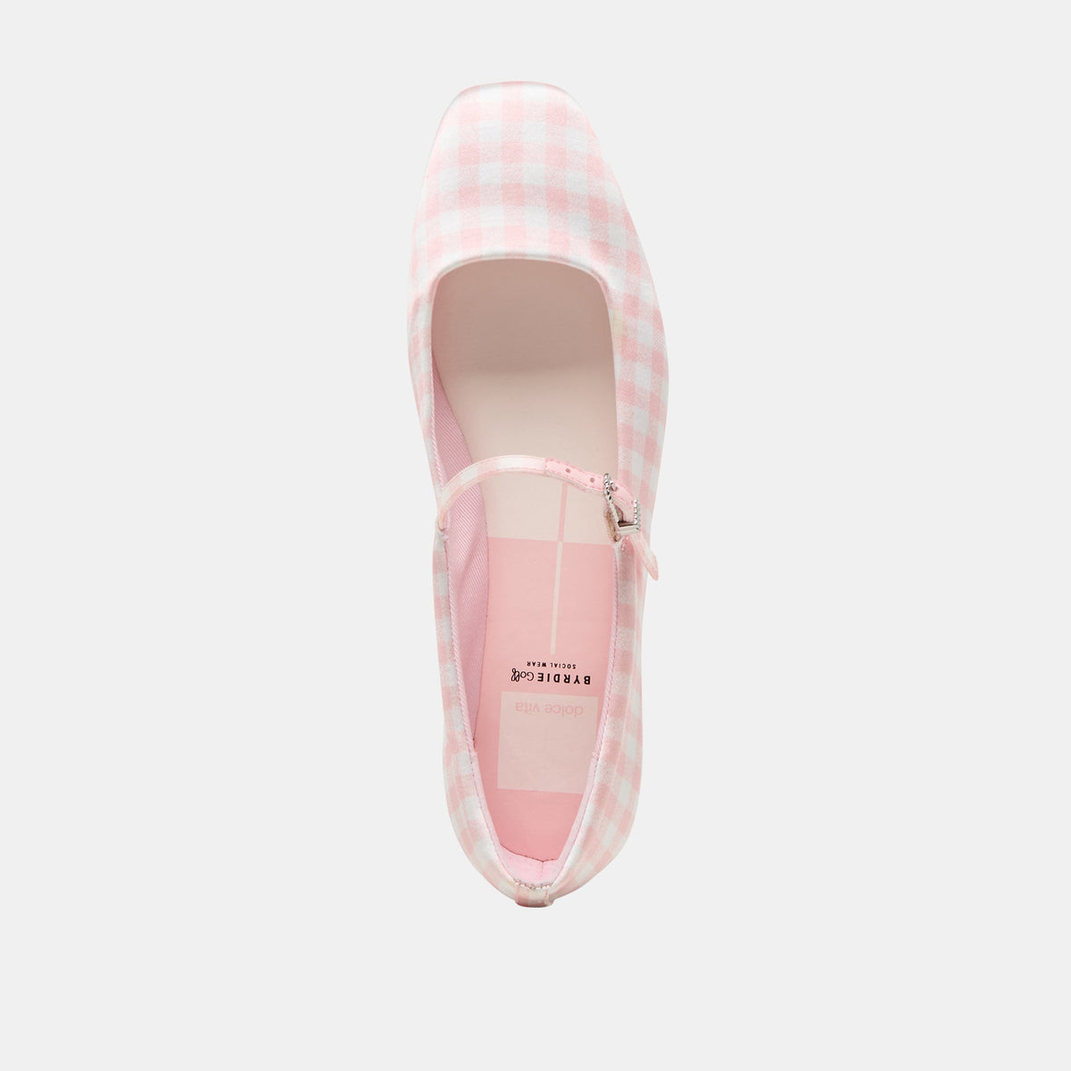 Reyes X Byrdie Golf Pink Plaid Gingham Wide Ballet Flats | Dolce Vita