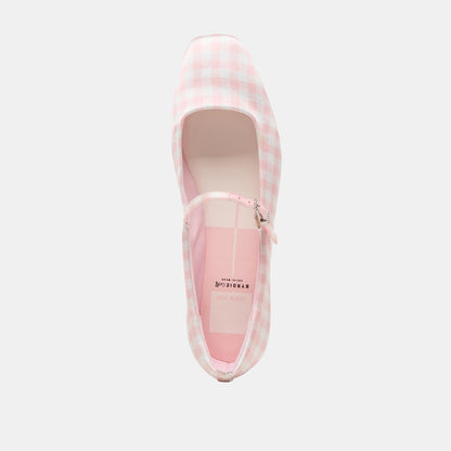 Reyes X Byrdie Golf Pink Plaid Gingham Wide Ballet Flats | Dolce Vita